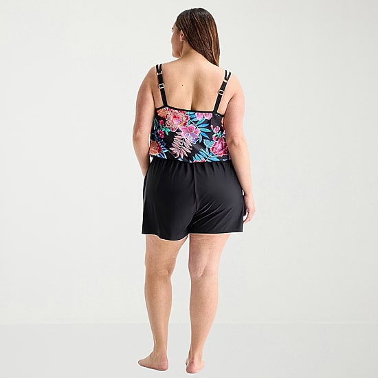 Sonnet Shores Womens Floral Plus Swim Romper
