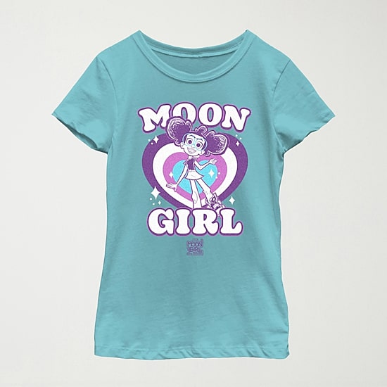 Little & Big Kid Girls Crew Neck Short Sleeve Regular Fit Marvel Moon Girl Graphic T-Shirt