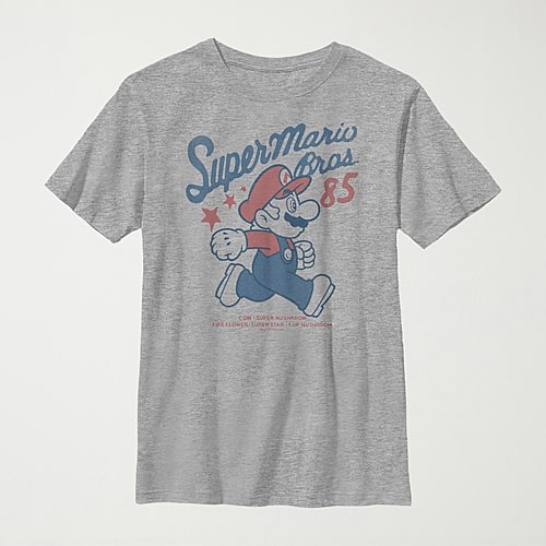 Little & Big Kid Boys Crew Neck Short Sleeve Regular Fit Super Mario Graphic T-Shirt, X-small, Gray