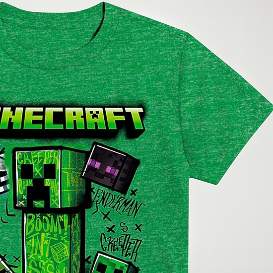 Little & Big Kid Boys Crew Neck Short Sleeve Regular Fit Minecraft Graphic T-Shirt