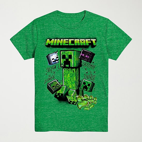 Little & Big Kid Boys Crew Neck Short Sleeve Regular Fit Minecraft Graphic T-Shirt