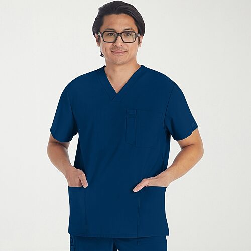 Dickies Dk Eds Essentials Mens V Neck Short Sleeve Scrub Top, Medium, Blue