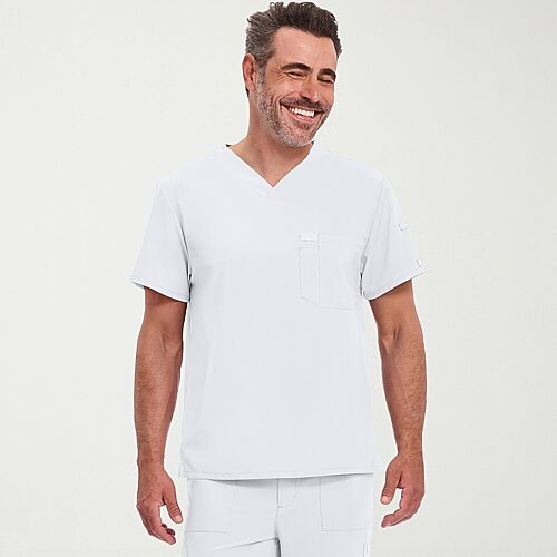 Dickies Dk Eds Essentials Mens V Neck Short Sleeve Scrub Top, Medium, White