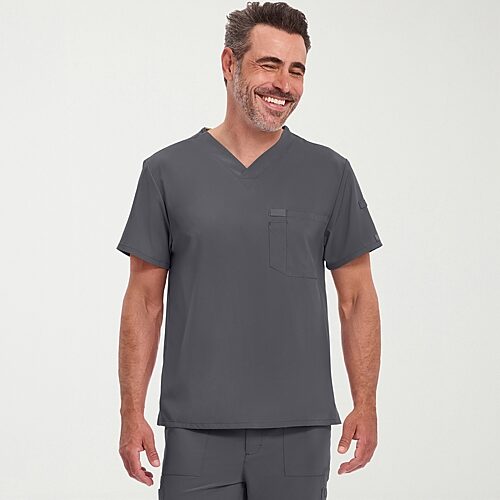Dickies Men's EDS Essentials Tuckable V-Neck Scrub Top in Pewter Gray size Large