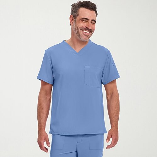 Dickies Men's EDS Essentials Tuckable V-Neck Scrub Top in Ceil Blue size Medium