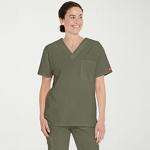 Dickies Dk Eds Signature Unisex Adult V Neck Short Sleeve Scrub Top, X-large, Yellow