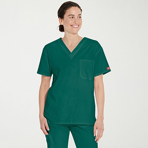 Dickies Dk Eds Signature Unisex Adult V Neck Short Sleeve Scrub Top, X-small, Green