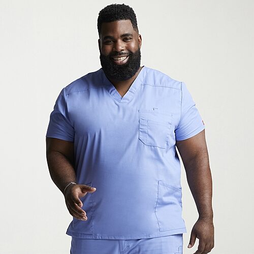 Dickies Dk Eds Signature Mens V Neck Short Sleeve Scrub Top, Small, Blue