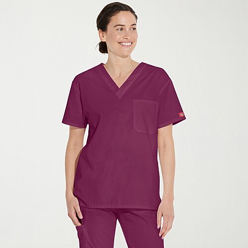 Dickies Dk Eds Signature Unisex Adult V Neck Short Sleeve Scrub Top, X-large, Purple