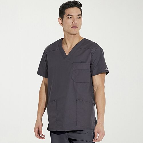 Dickies Dk Eds Signature Mens V Neck Short Sleeve Scrub Top, X-large, Gray