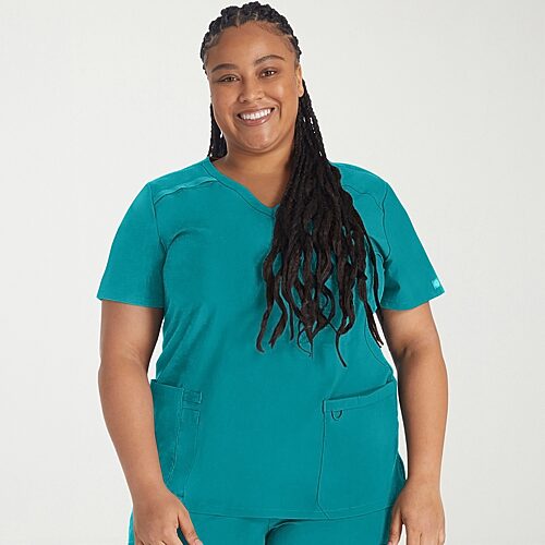 Dickies Dk Eds Essentials Womens V Neck Short Sleeve Scrub Top, Medium, Blue