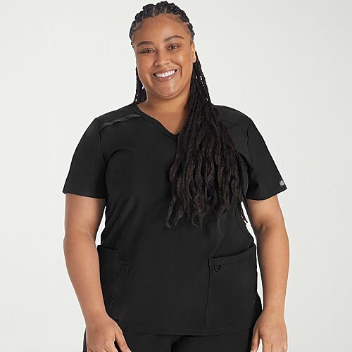 Dickies Dk Eds Essentials Womens V Neck Short Sleeve Scrub Top, X-large, Black