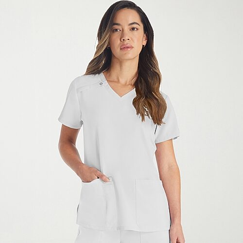 Dickies Dk Eds Essentials Womens V Neck Short Sleeve Scrub Top, Medium, White