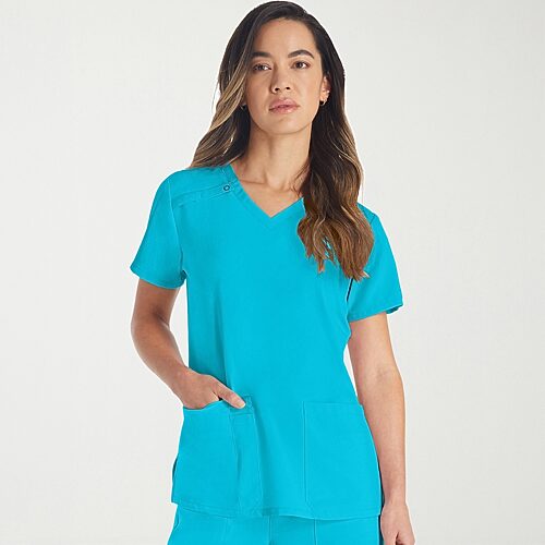 Dickies Dk Eds Essentials Womens V Neck Short Sleeve Scrub Top, Medium, Blue