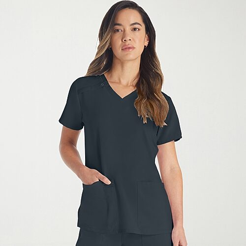 Dickies Dk Eds Essentials Womens V Neck Short Sleeve Scrub Top, Xx-small, Gray