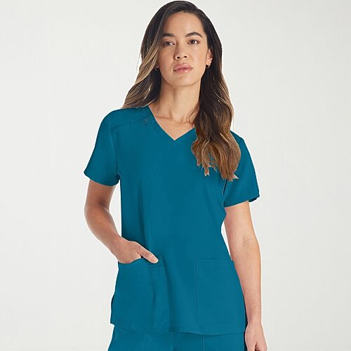 Dickies Dk Eds Essentials Womens V Neck Short Sleeve Scrub Top, 4x-large, Blue