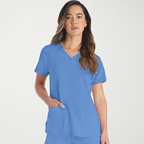 Dickies Dk Eds Essentials Womens V Neck Short Sleeve Scrub Top, 5x-large, Blue