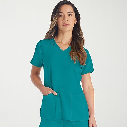 Dickies Dk Eds Essentials Womens V Neck Short Sleeve Scrub Top, Medium, Blue