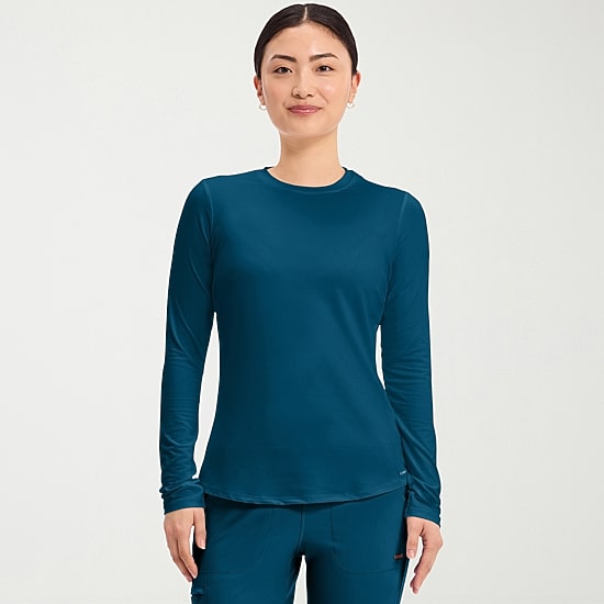 Cherokee Ck Basics Womens Scoop Neck Long Sleeve Scrub Top