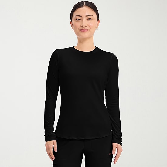 Cherokee Ck Basics Womens Scoop Neck Long Sleeve Scrub Top