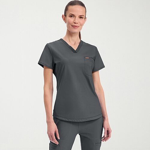 Cherokee Ck Form Womens V Neck Short Sleeve Scrub Top, 3x-large, Gray