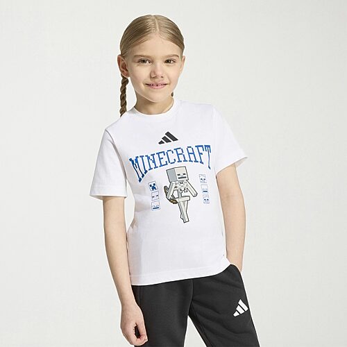 adidas Unisex Crew Neck Short Sleeve Regular Fit Minecraft Graphic T-Shirt, 5t, White