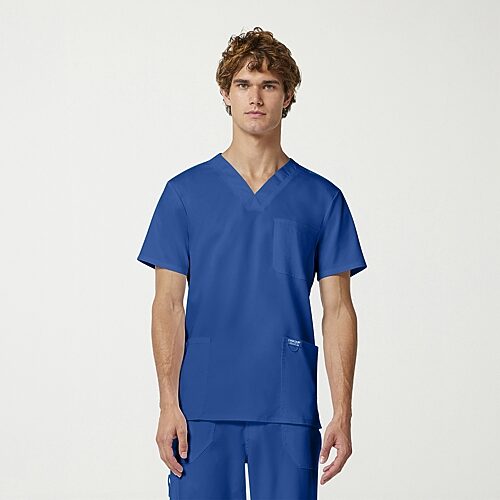 Cherokee Ck Ww Revolution Mens V Neck Short Sleeve Scrub Top, Medium, Blue