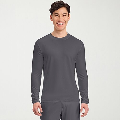 Cherokee Ck Basics Mens Round Neck Long Sleeve Scrub Top, X-small, Gray