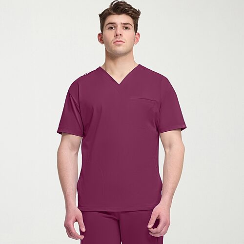 Cherokee Ck Achieve Mens V Neck Short Sleeve Scrub Top, Medium, Purple