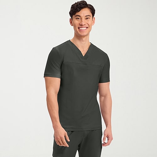 Cherokee Ck Form Mens Big and Tall V Neck Short Sleeve Scrub Top, 2x-large, Gray