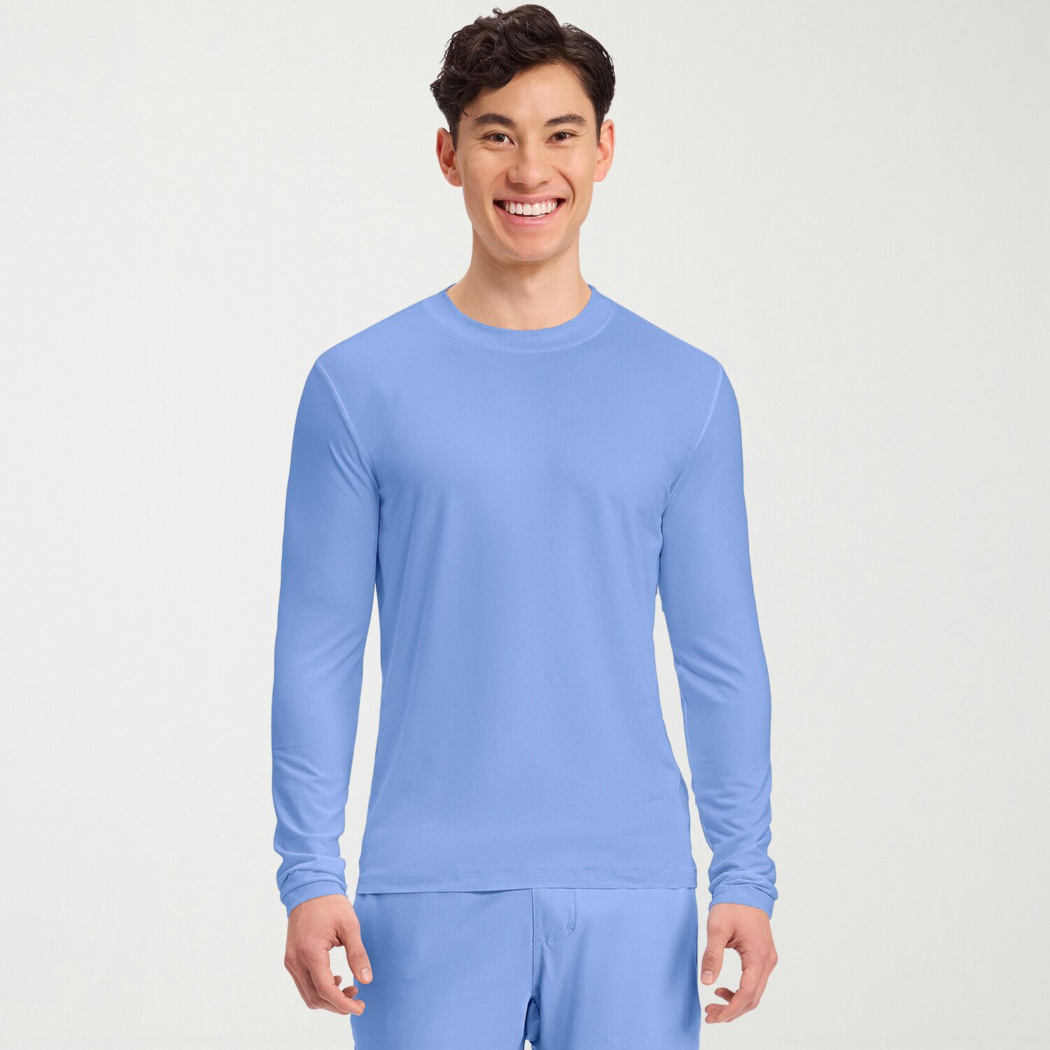 Cherokee Mens Big and Tall Round Neck Long Sleeve Scrub Top