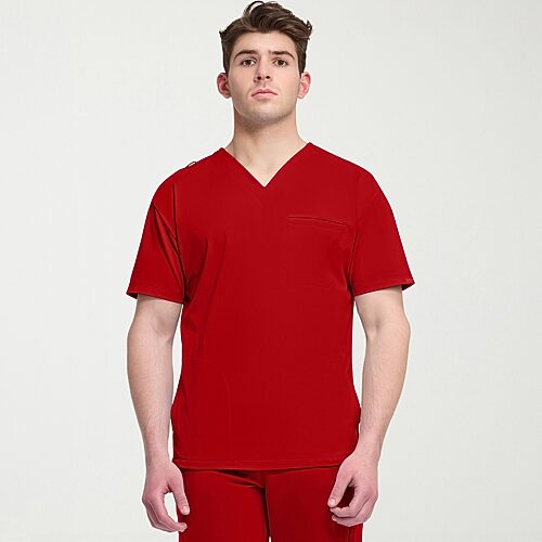 Cherokee Ck Achieve Mens Big and Tall V Neck Short Sleeve Scrub Top, 2x-large, Red