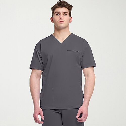 Cherokee Ck Achieve Mens Big and Tall V Neck Short Sleeve Scrub Top, 4x-large, Gray