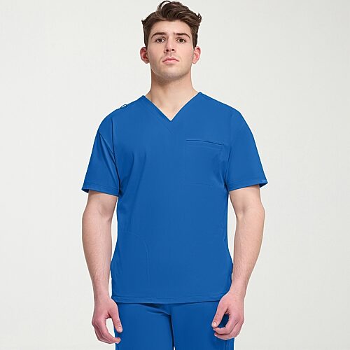 Cherokee Ck Achieve Mens Big and Tall V Neck Short Sleeve Scrub Top, 5x-large, Blue