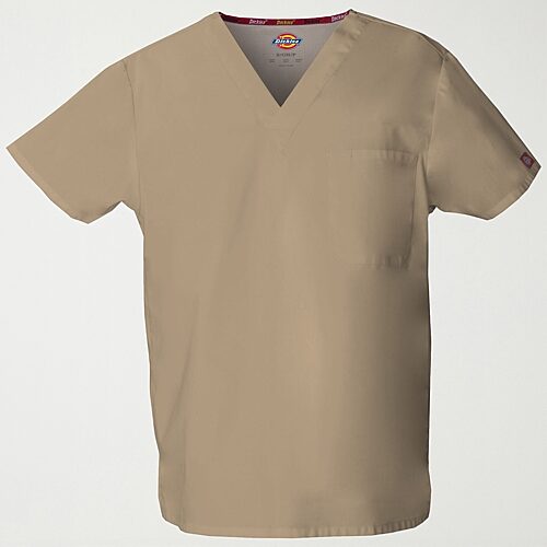 Dickies Dk Eds Signature Unisex Adult V Neck Short Sleeve Scrub Top, X-small, Beige