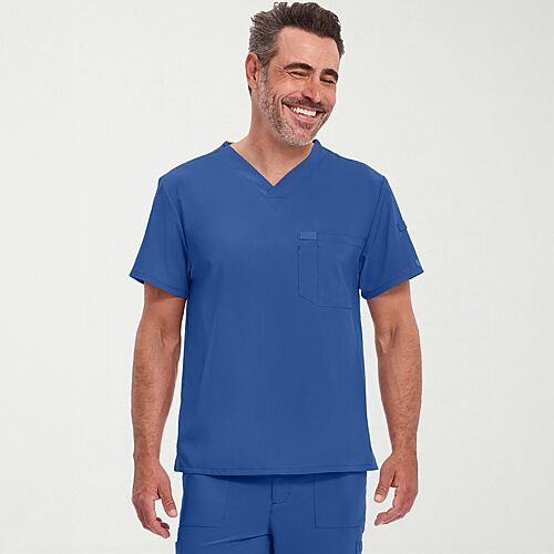 Dickies Men's EDS Essentials Tuckable V-Neck Scrub Top in Galaxy Blue size Small