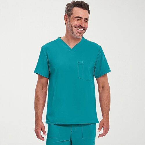 Dickies Dk Eds Essentials Mens V Neck Short Sleeve Scrub Top, Medium, Blue