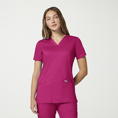 Cherokee Ck Ww Revolution Womens V Neck Short Sleeve Scrub Top, X-small, Pink