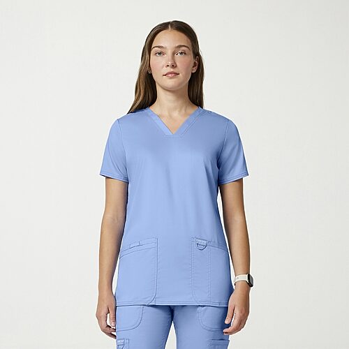 Cherokee Ck Ww Revolution Womens V Neck Short Sleeve Scrub Top, X-large, Blue