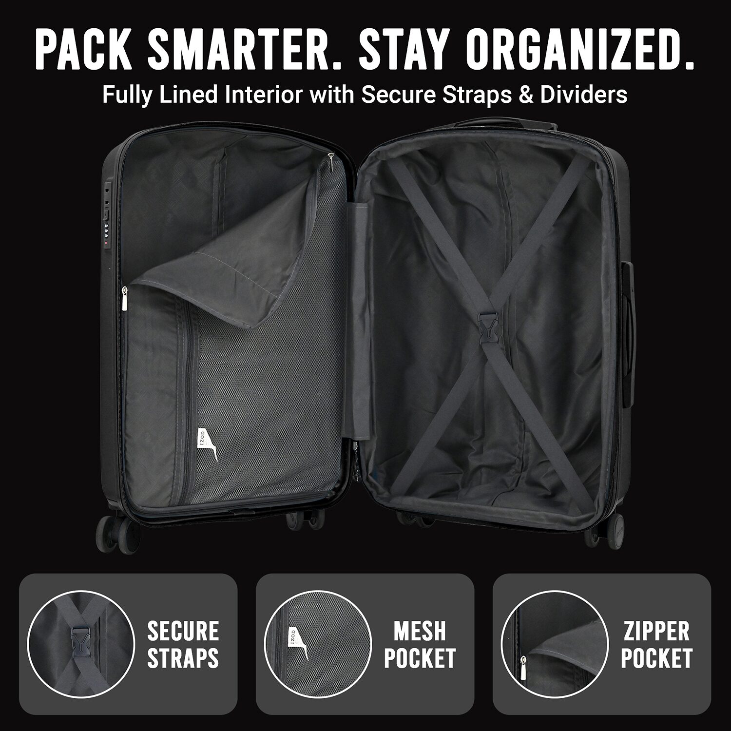 IZOD Mateo 3-pc. Hardside Expandable LIGHTWEIGHT Luggage Set