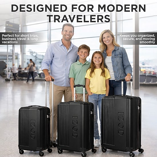 IZOD Zane 3-pc. Hardside Expandable Luggage Set, Color: Black