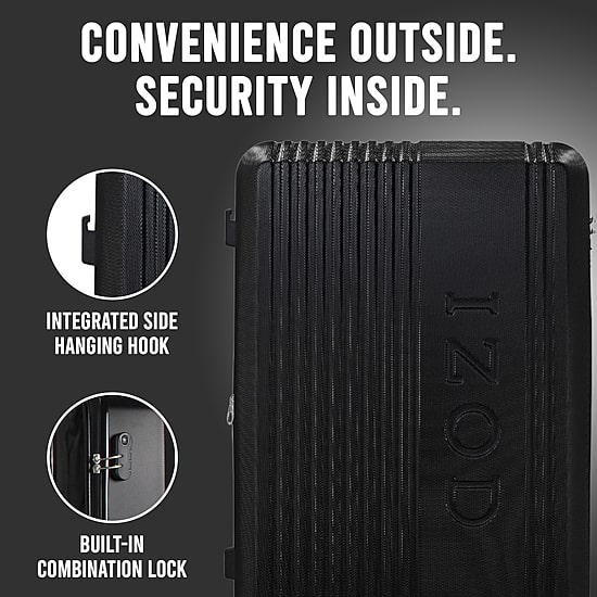 IZOD Zane 3-pc. Hardside Expandable Luggage Set, Color: Black