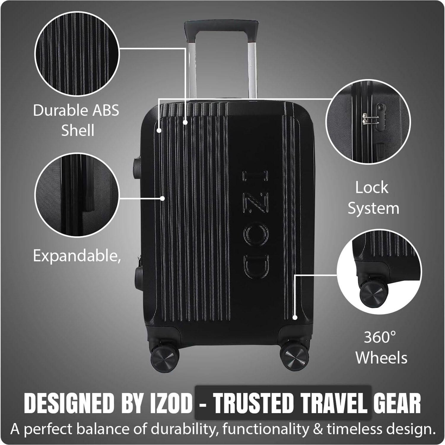 IZOD Zane 3-pc. Hardside Expandable Luggage Set