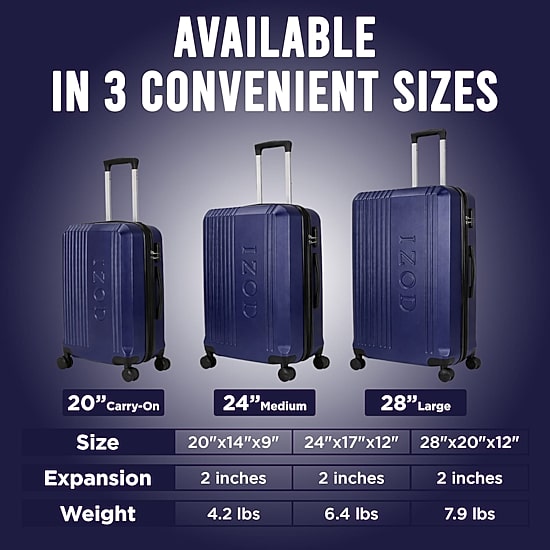 IZOD Zane 3-pc. Hardside Expandable Luggage Set