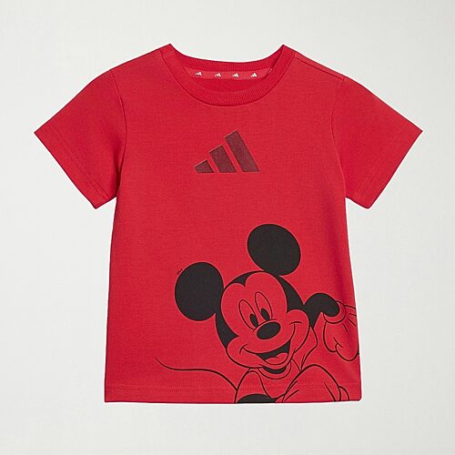 adidas x Disney Unisex Crew Neck Short Sleeve Regular Fit Mickey Mouse Graphic T-Shirt, 2t, Red