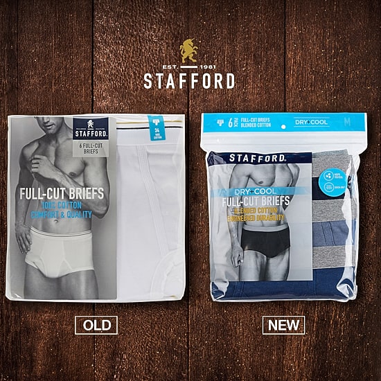 Stafford Dry + Cool Full Cut Mens 6 Pack Briefs 302872