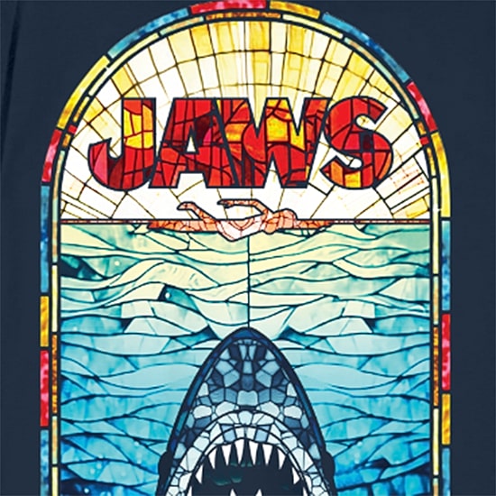 Jaws Mens Crew Neck Short Sleeve Regular Fit Graphic T-Shirt