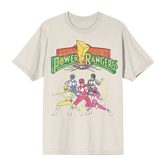 Power Rangers Mens Crew Neck Short Sleeve Regular Fit Graphic T-Shirt