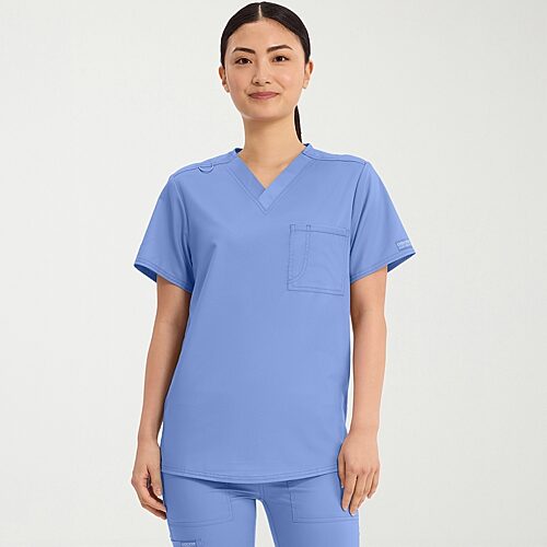 Cherokee Ck Ww Revolution Unisex Adult V Neck Short Sleeve Scrub Top, Small, Blue
