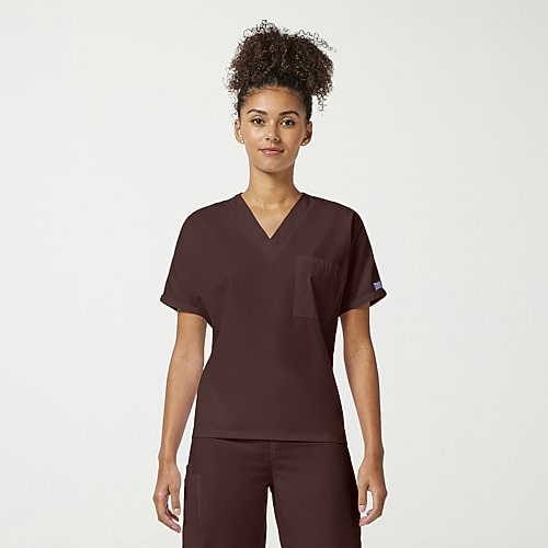 Cherokee Ck Ww Originals Unisex Adult V Neck Short Sleeve Scrub Top, Small, Brown